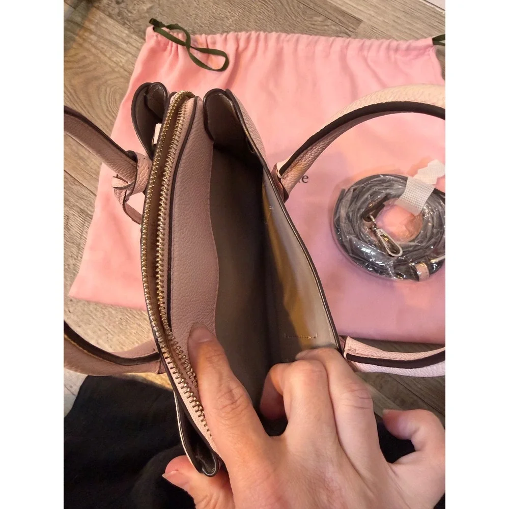 Kate Spade Womens Satchel Pebbled Leather Light Pink Small